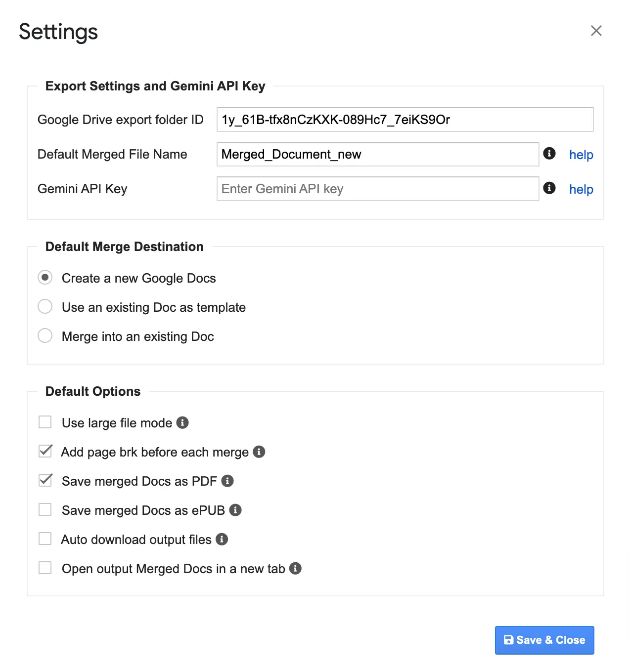 Configuring defaults in the Settings window