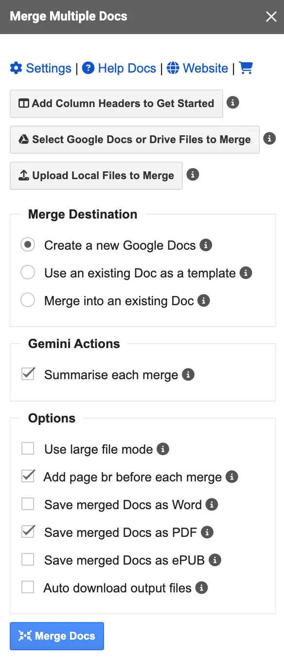 Merge Docs Pro add-on