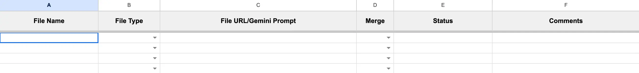 Merge input sheet with headers