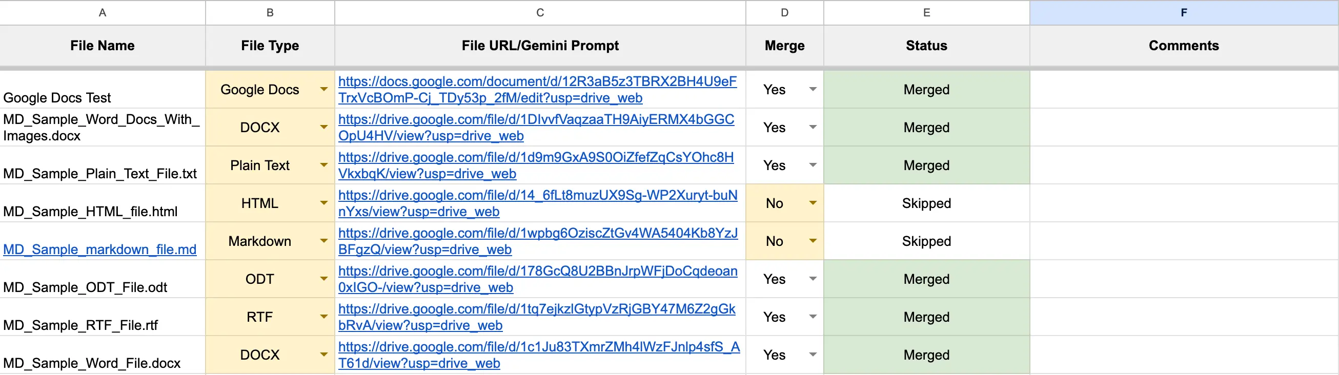 Merging various format into single Google Docs